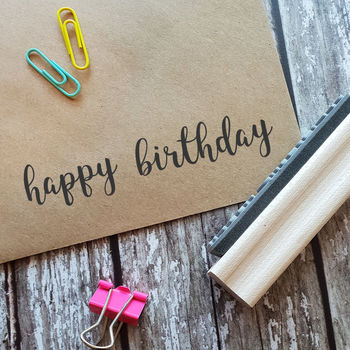 Skull & Cross Buns Medium Artisan Rubber Stamps - Happy Birthday Script