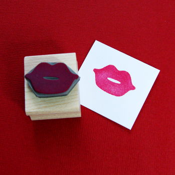 Skull & Cross Buns Mini Artisan Rubber Stamp - Lips