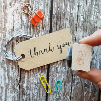 Skull & Cross Buns Medium Artisan Rubber Stamp - Thank You Script