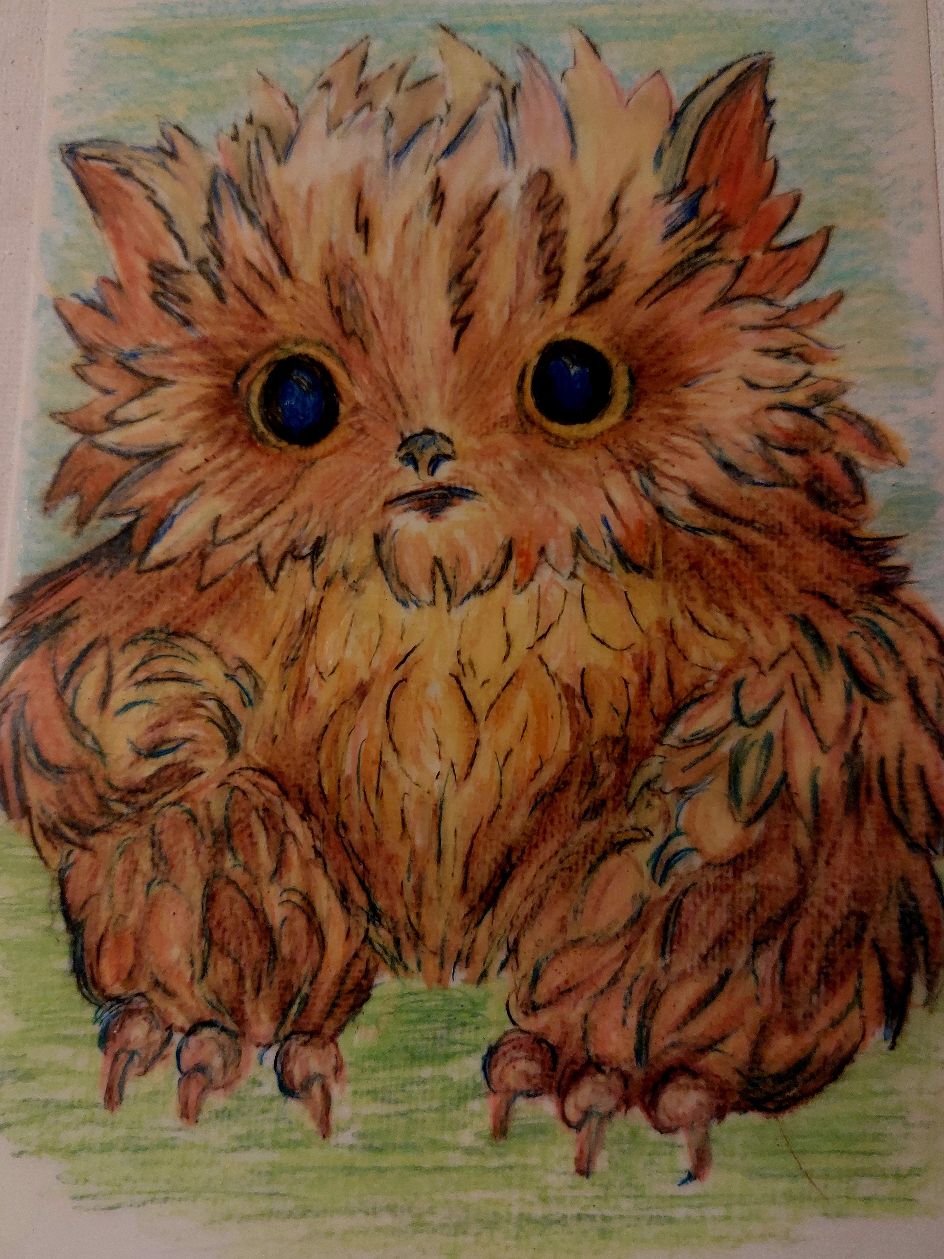 Fairy Fae Greetings Card -  Owl Bear Cub (Colour)