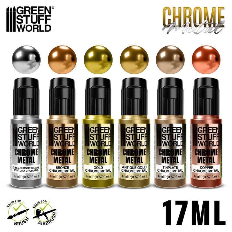 Green Stuff World: Chrome Paint Metal Set - 6 x 17ml | Buy Online from The Home Crafters