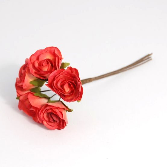 Paper Flowers: 18mm Wild Roses - 6 stems | Buy Online from The Home Crafters