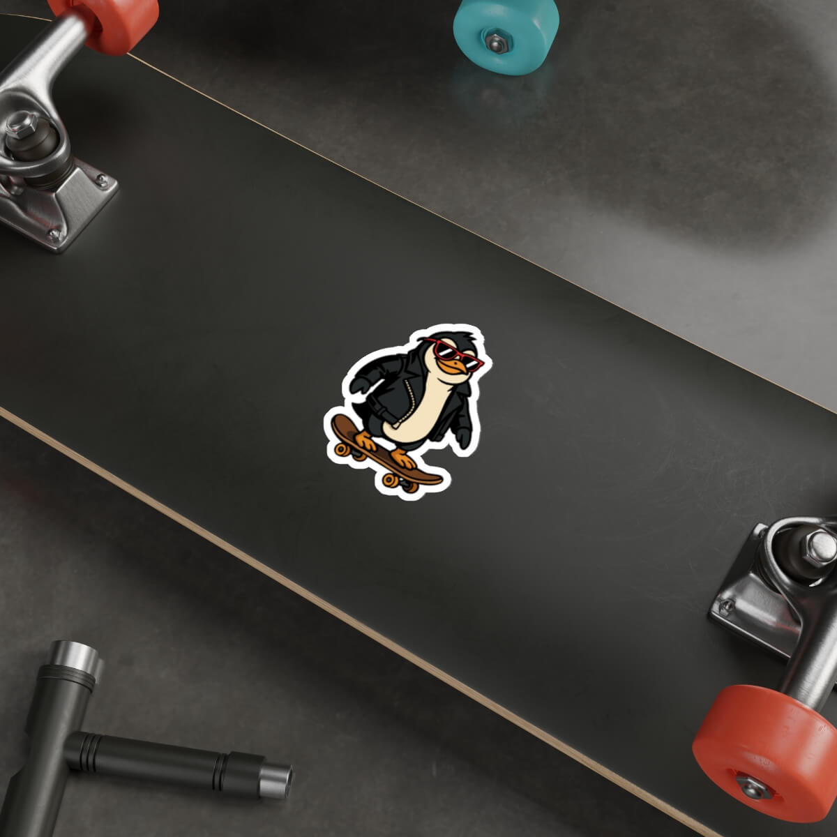 Cool Penguin on Skateboard Sticker | Buy Online from The Home Crafters