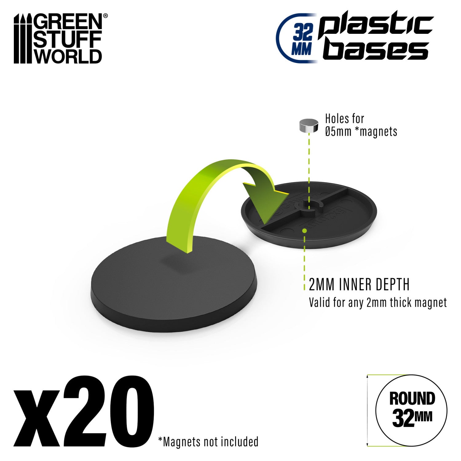 Black Plastic Round Bases for Gaming