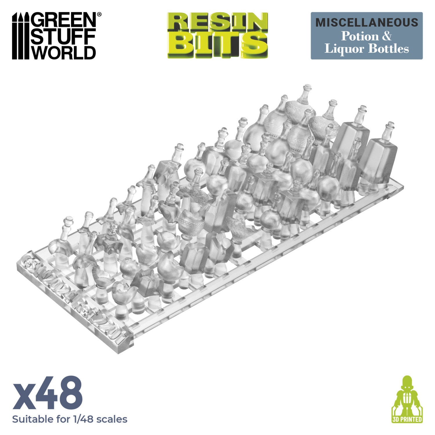 Resin Bits: Dungeons & Fantasy - 1:48-1:35 Potion and Liquor Bottles - 48pc | Buy Online from The Home Crafters