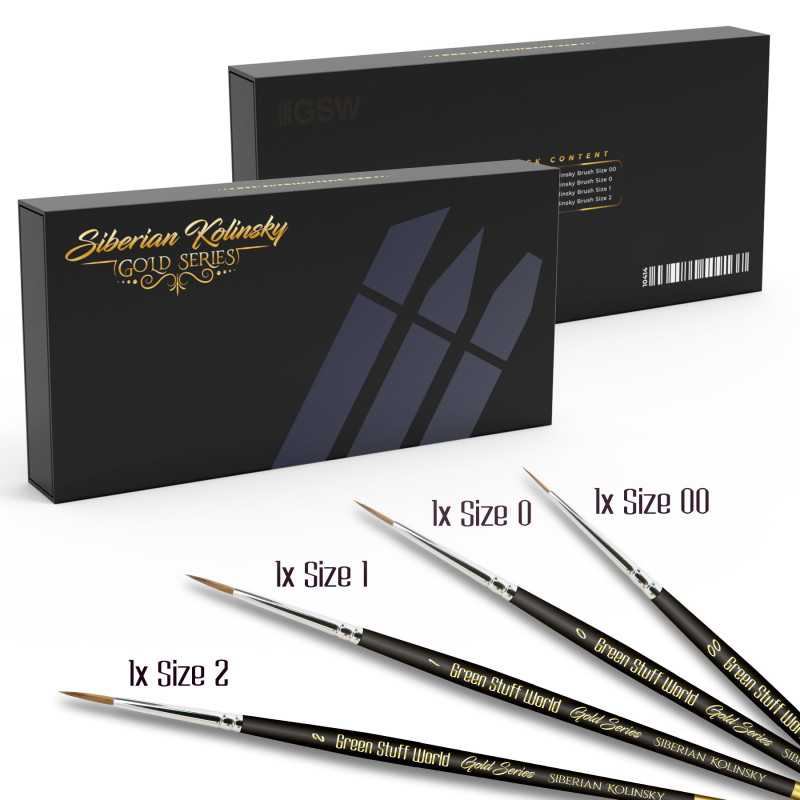 Green Stuff World: Premium Siberian Kolinsky Gold Series Paintbrush Set - 4pc