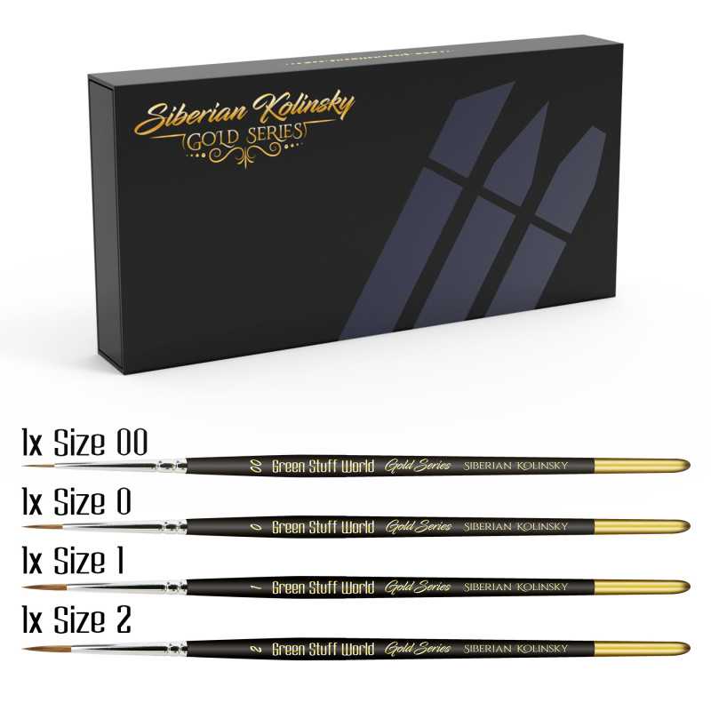 Green Stuff World: Premium Siberian Kolinsky Gold Series Paintbrush Set - 4pc