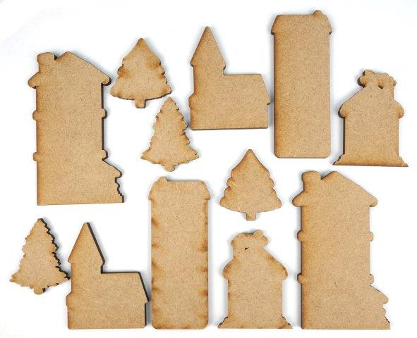 Creative Expressions: MDF Christmas Town Accessory Pack - 12pc | Buy Online from The Home Crafters