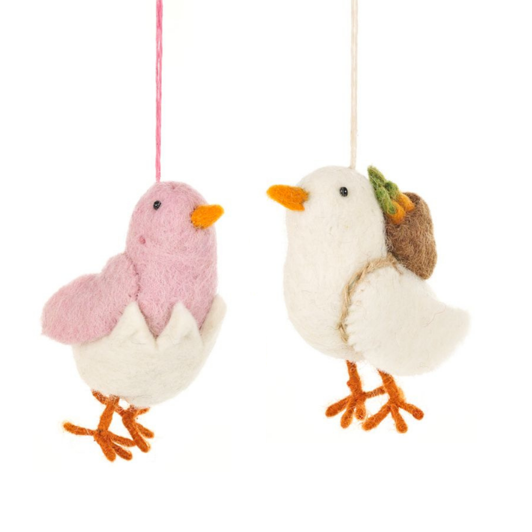 Handmade Needle Felt Chirpy Chicks Hanging Easter Decoration