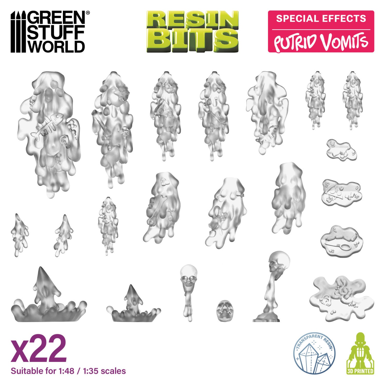 Resin Bits: Special Effects - 1:48-1:35 Putrid Vomits - 22pc | Buy Online from The Home Crafters