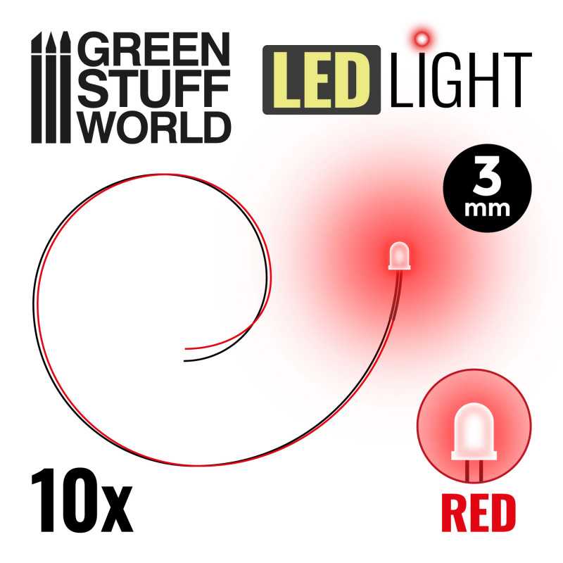 Green Stuff World: 3mm LED Lights for Dioramas - 10pc | Buy Online from The Home Crafters