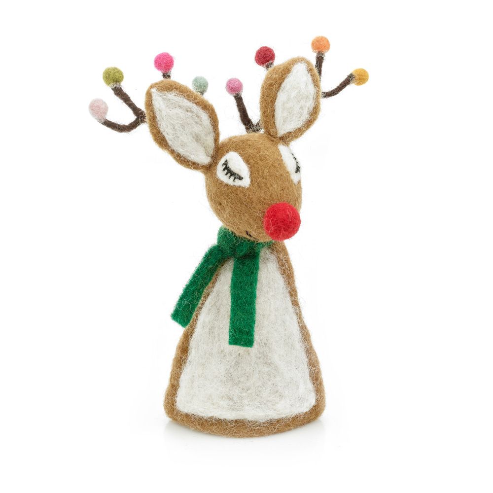 Handmade Needle Felt Christmas Tree Topper - Sassy Reindeer