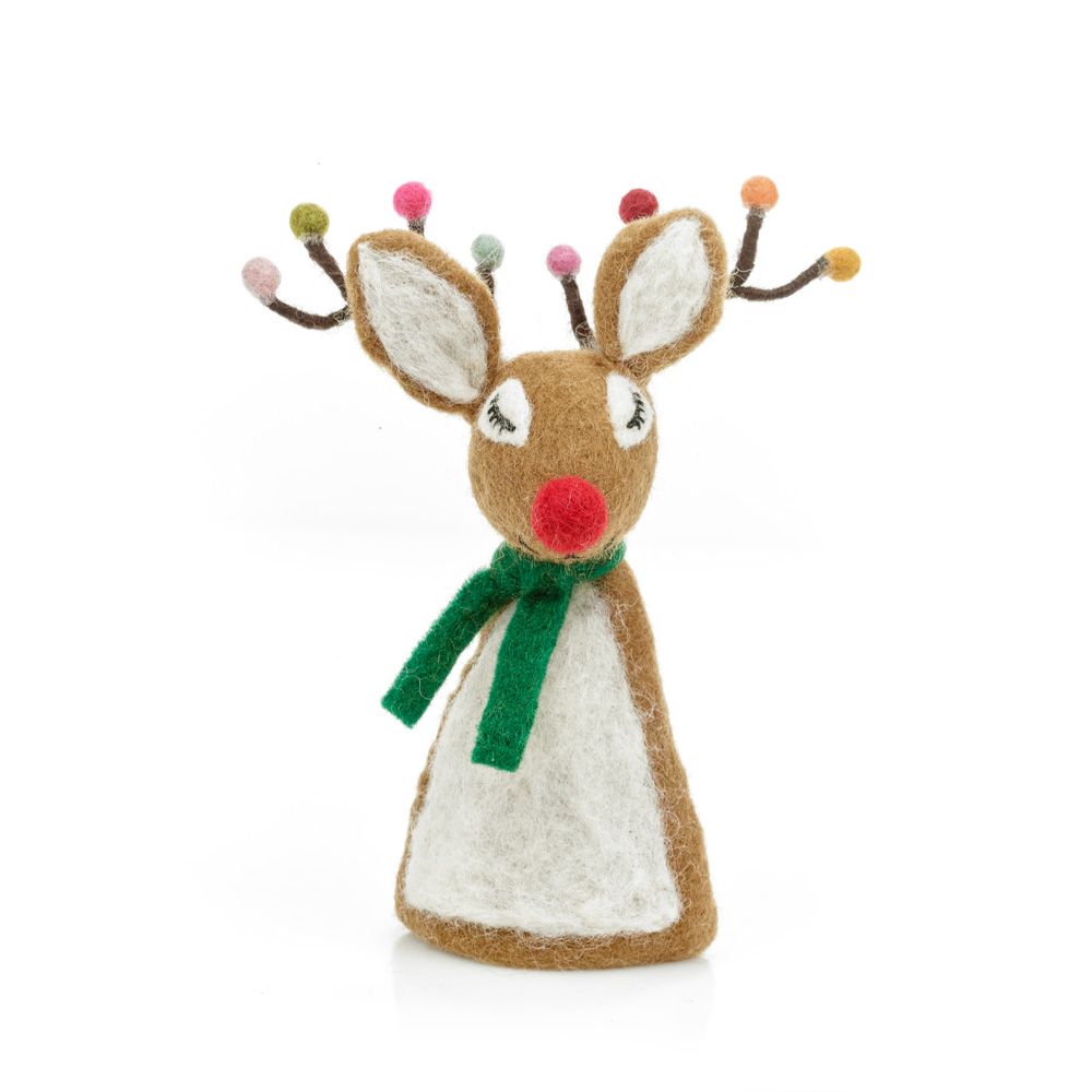 Handmade Needle Felt Christmas Tree Topper - Sassy Reindeer