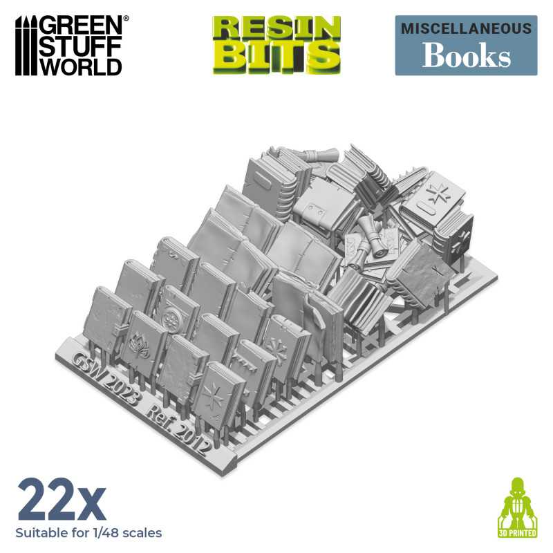 Green Stuff World: 3d Printed Resin Bits Scenery - 1:48 - 1:35 Books - 22pc | Buy Online from The Home Crafters