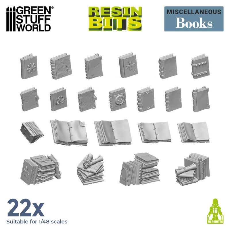Green Stuff World: 3d Printed Resin Bits Scenery - 1:48 - 1:35 Books - 22pc | Buy Online from The Home Crafters
