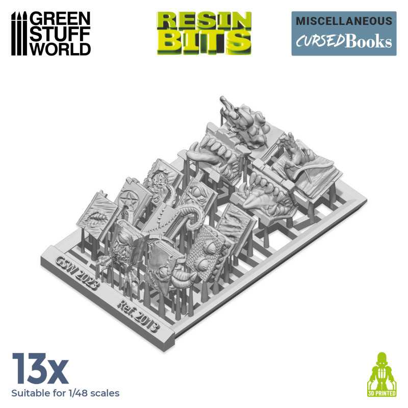 Green Stuff World: 3d Printed Resin Bits Scenery - 1:48 - 1:35 Cursed Books - 13pc | Buy Online from The Home Crafters