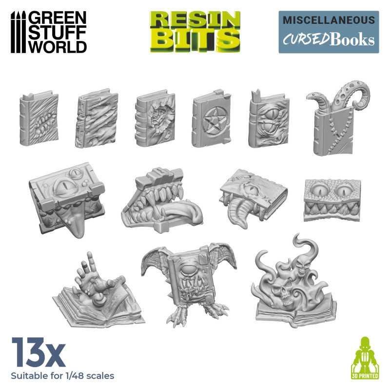 Green Stuff World: 3d Printed Resin Bits Scenery - 1:48 - 1:35 Cursed Books - 13pc | Buy Online from The Home Crafters