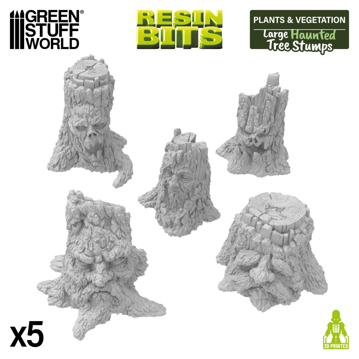 Resin Bits: Plants - 1:72-1:48-1:35 Big Haunted Tree Stumps - 5pc | Buy Online from The Home Crafters
