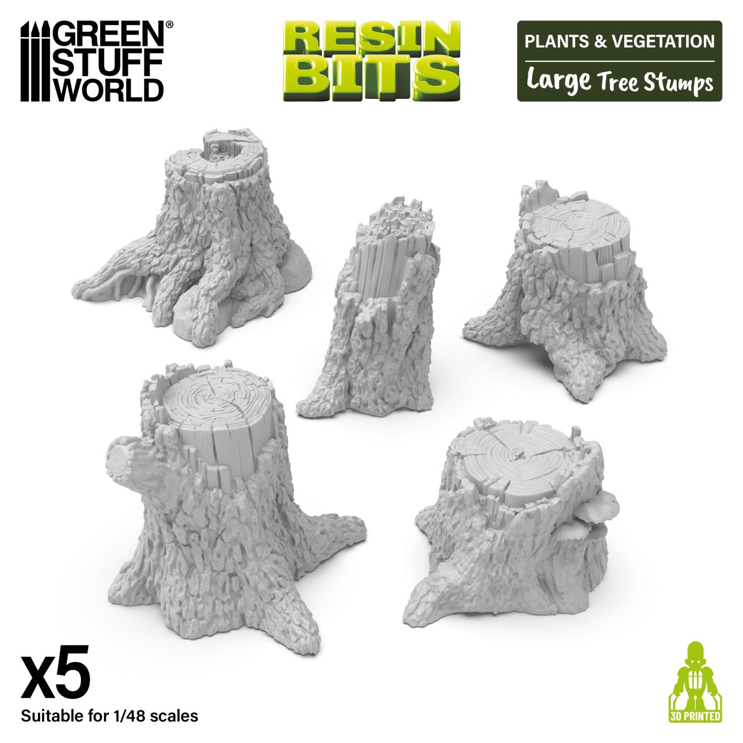 Resin Bits: Plants - 1:72-1:48-1:35 Large Tree Stumps - 5pc | Buy Online from The Home Crafters
