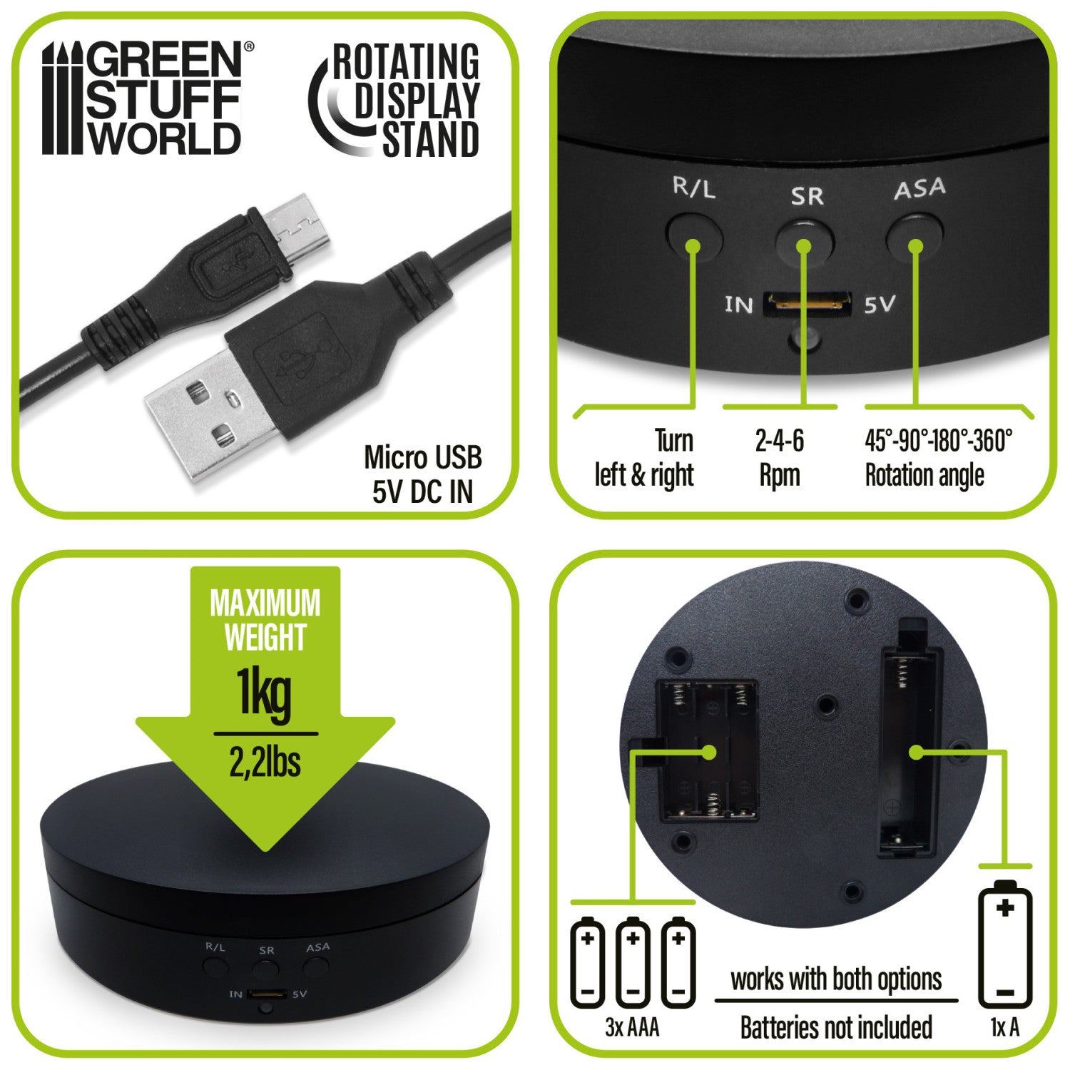 136mm Battery or USB Powered Rotating Display Stand