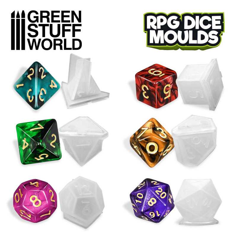 Green Stuff World: RPG DnD Silicone Dice Mold Set - 6pc | Buy Online from The Home Crafters
