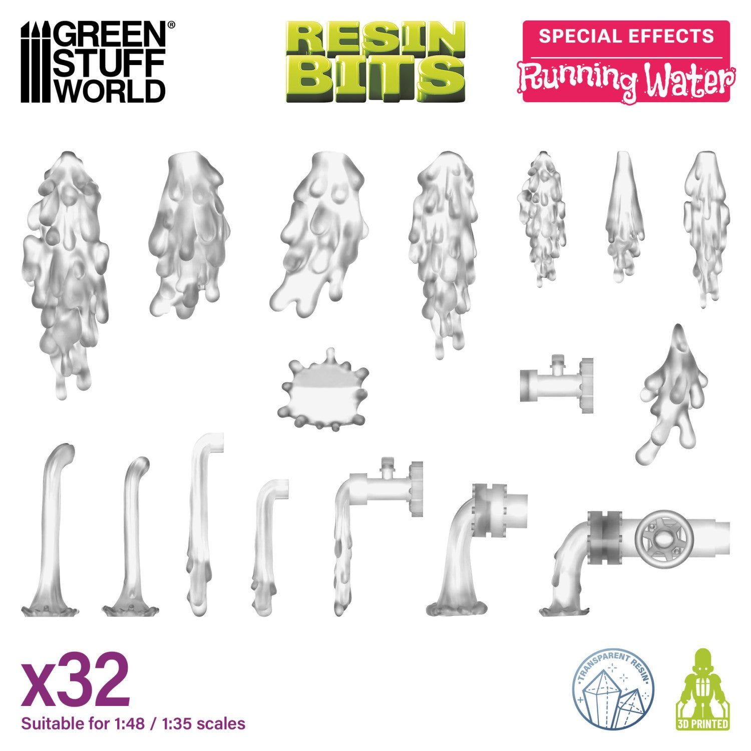 Resin Bits: Special Effects - 1:48-1:35 Running Water - 32pc | Buy Online from The Home Crafters