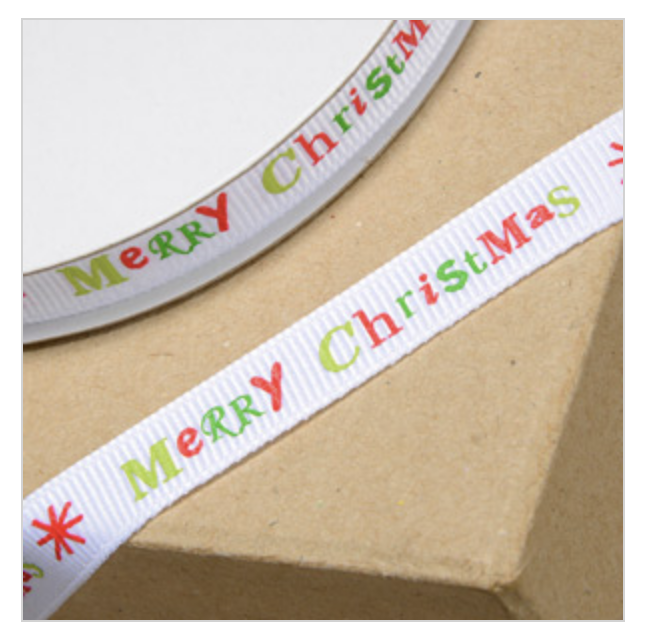 Merry Christmas Grosgrain Ribbon: 10mm
