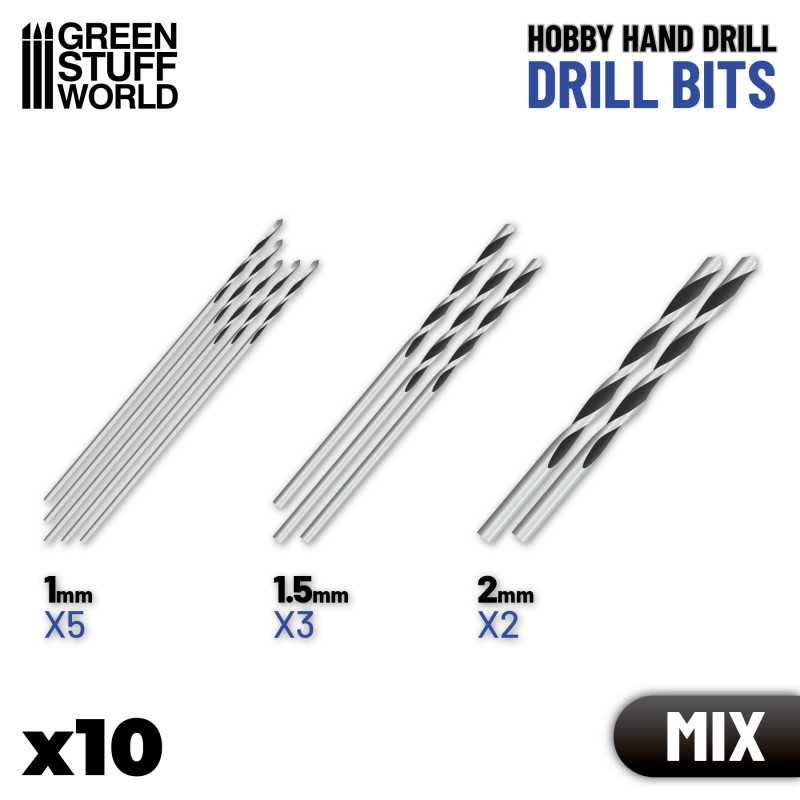 Green Stuff World: Bit Set for Hand Drill Pin Vice - 10pc | Buy Online from The Home Crafters