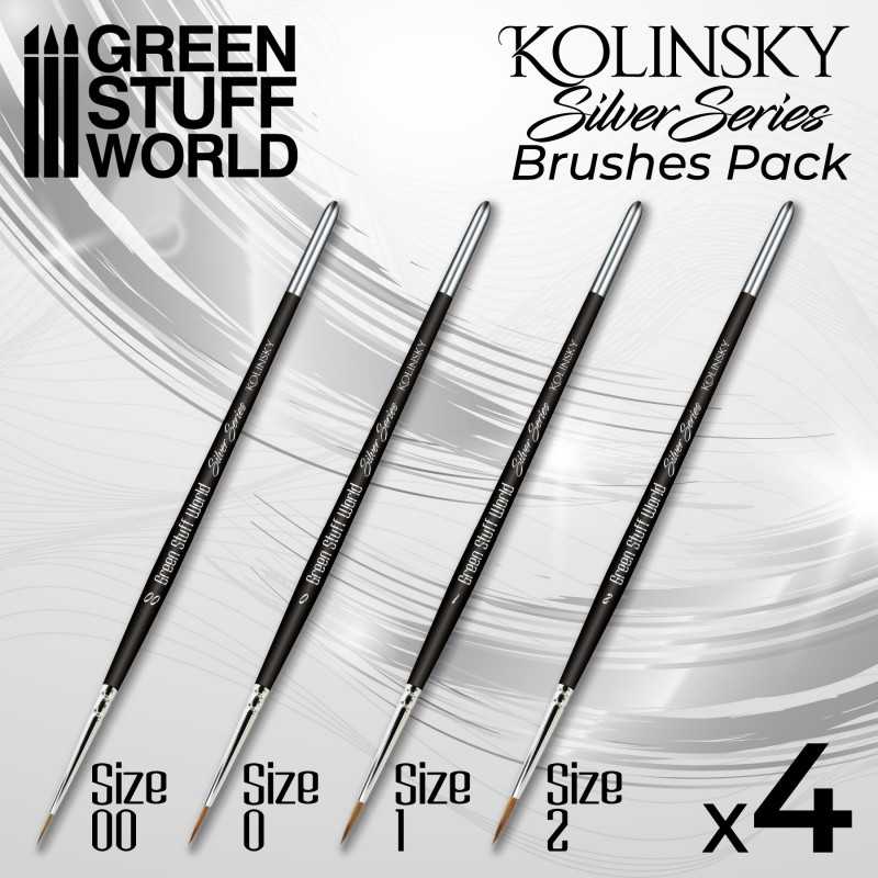 Green Stuff World: Kolinsky Sable Silver Series Paintbrush Set - 4pc