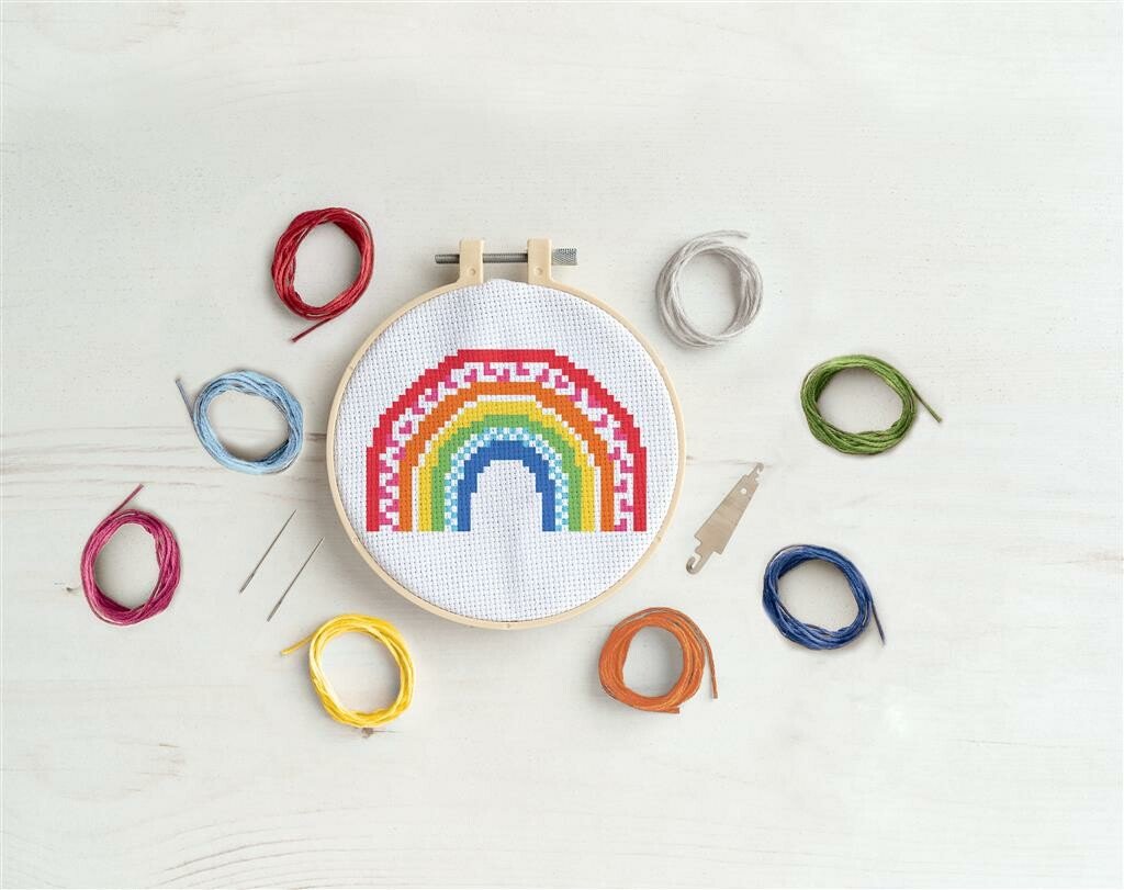 Simply Make Cross Stitch Kit - Boho Rainbow | Buy Online from The Home Crafters