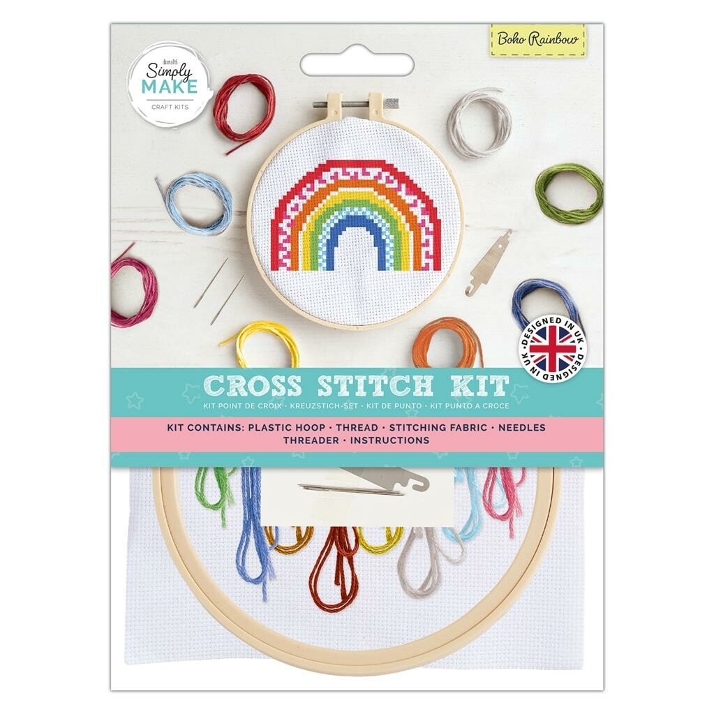 Simply Make Cross Stitch Kit - Boho Rainbow | Buy Online from The Home Crafters