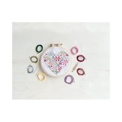 Simply Make Cross Stitch Kit - Floral Heart | Buy Online from The Home Crafters