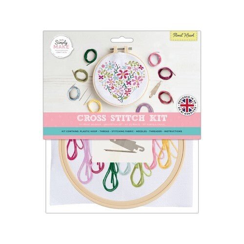 Simply Make Cross Stitch Kit - Floral Heart | Buy Online from The Home Crafters