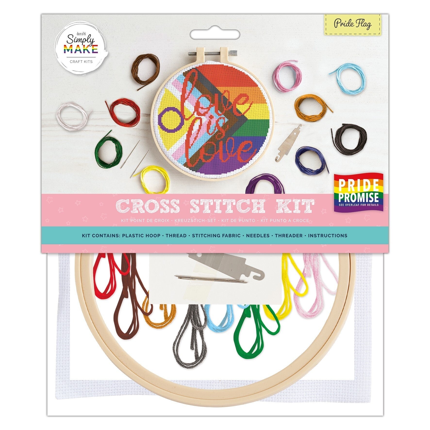 Simply Make Cross Stitch Kit - Love is Love Pride Flag | Buy Online from The Home Crafters