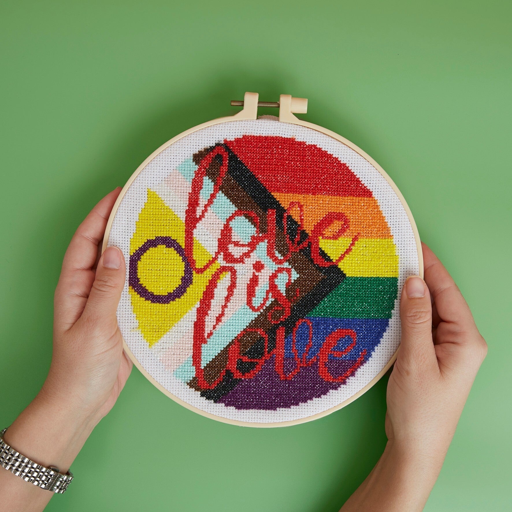 Simply Make Cross Stitch Kit - Love is Love Pride Flag | Buy Online from The Home Crafters