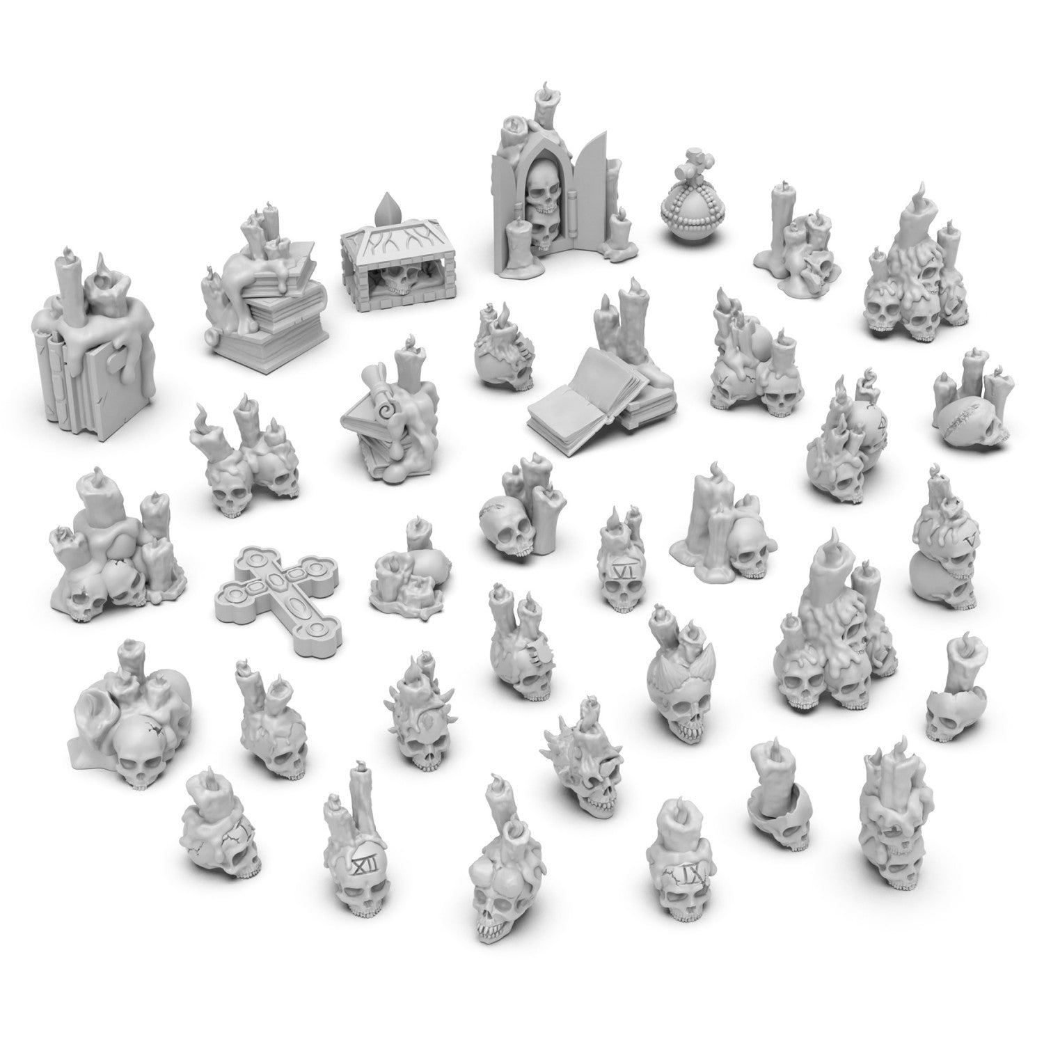 Resin Bits: Skulls & Bones - 1:48-1:35 Skull Cult with Candles - 35pc | Buy Online from The Home Crafters