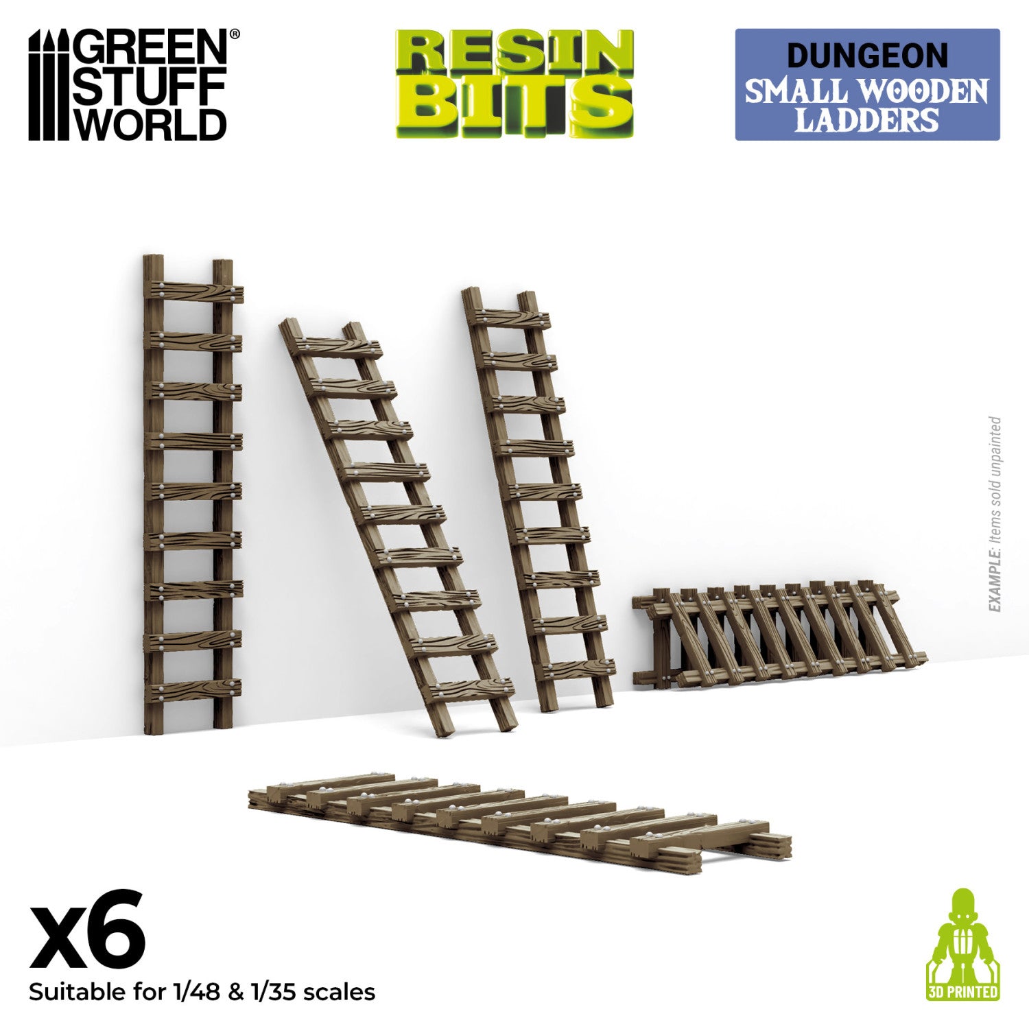 Resin Bits: Dungeons & Fantasy - 1:48-1:35 Small Wooden Ladders - 6pc | Buy Online from The Home Crafters