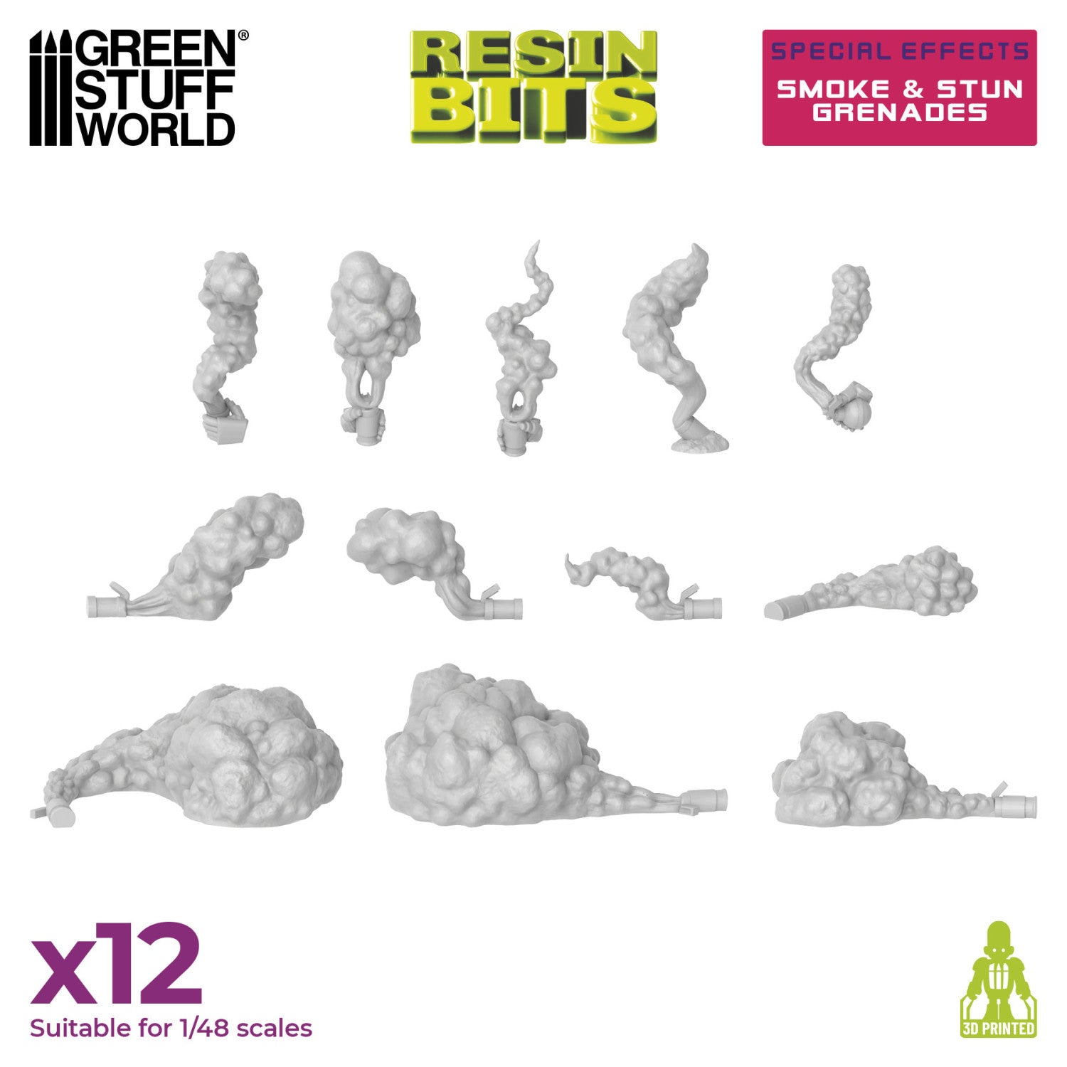 Resin Bits: Special Effects - 1:48 Smoke & Stun Grenades - 12pc | Buy Online from The Home Crafters