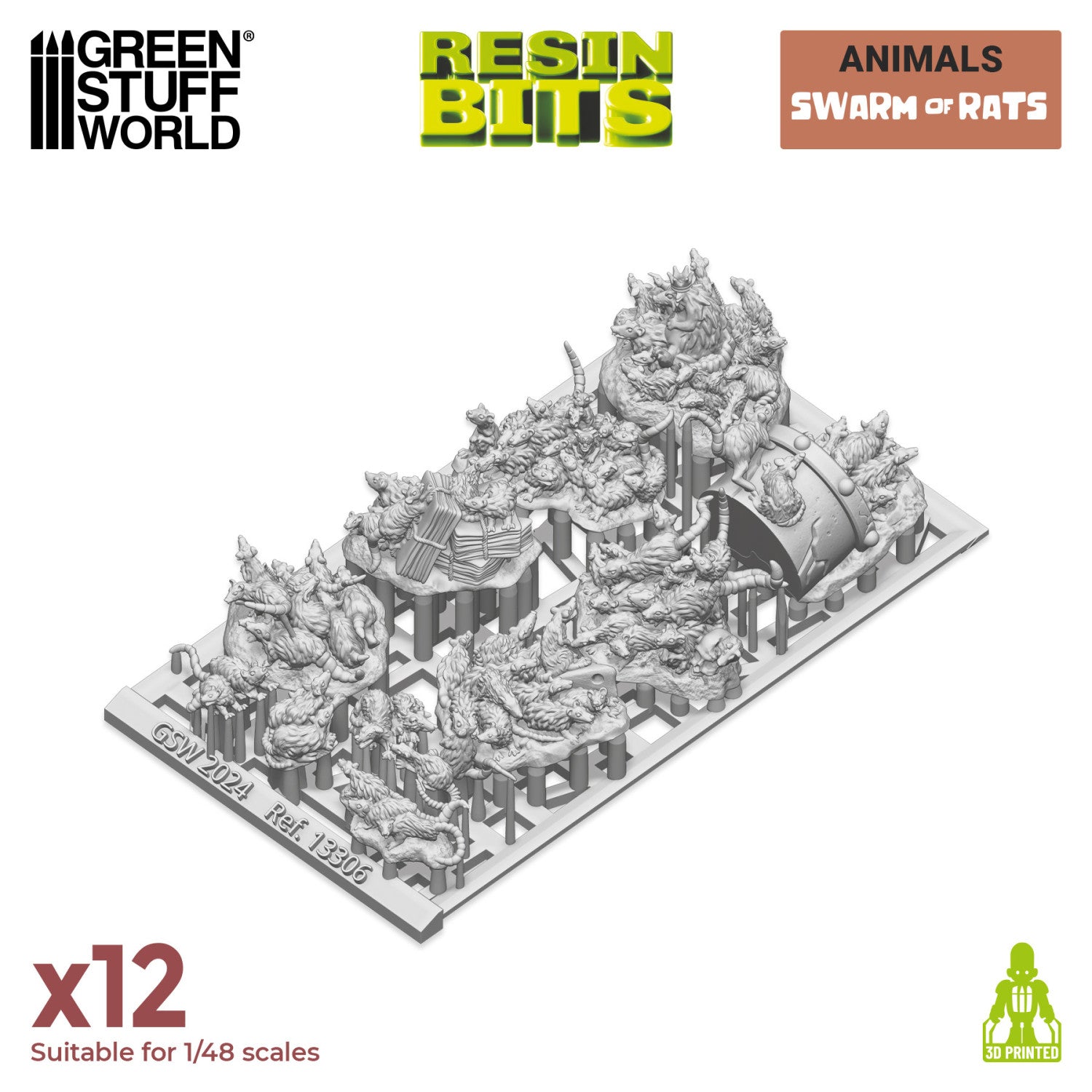 Resin Bits: Animals - 1:48-1:35 Swarm of Rats - 12pc | Buy Online from The Home Crafters