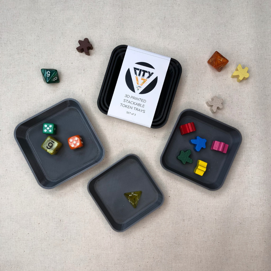 City 17 3d Printed 3pc Stackable Token Tray Set - various colours