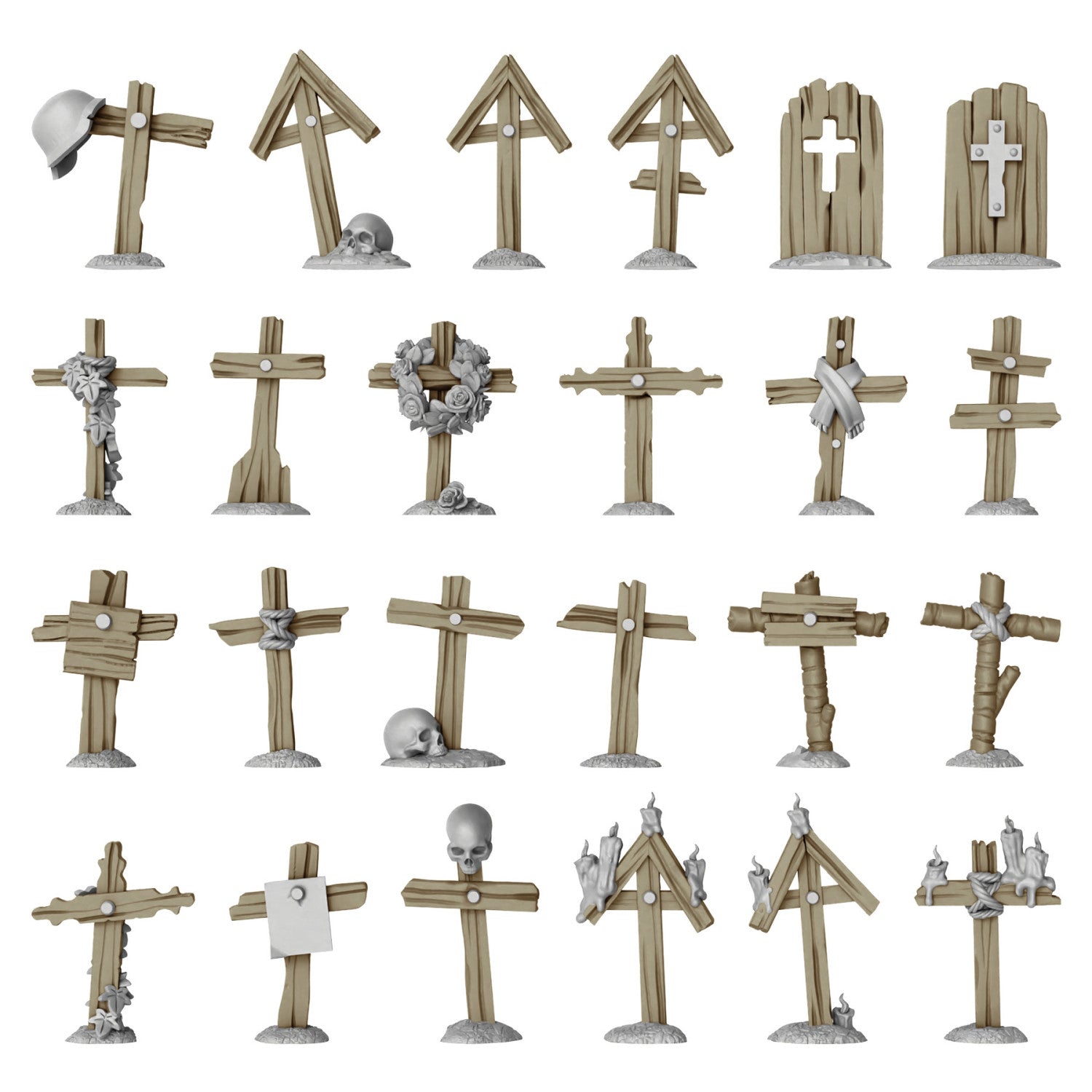 Resin Bits: Dungeons & Fantasy - 1:48-1:35 Trench Wooden Crosses - 24pc | Buy Online from The Home Crafters