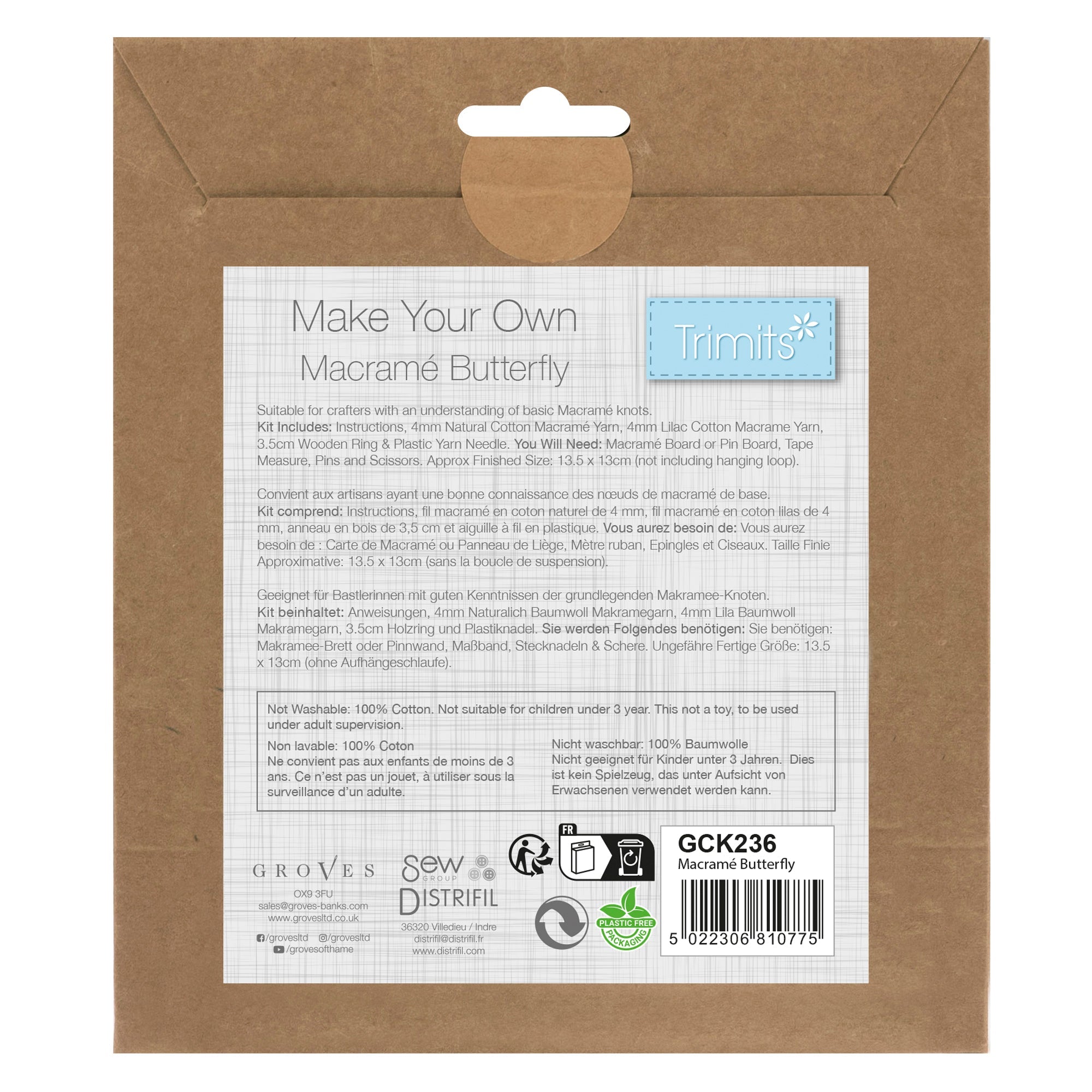 Trimits: Macramé Kit: Butterfly | Buy Online from The Home Crafters