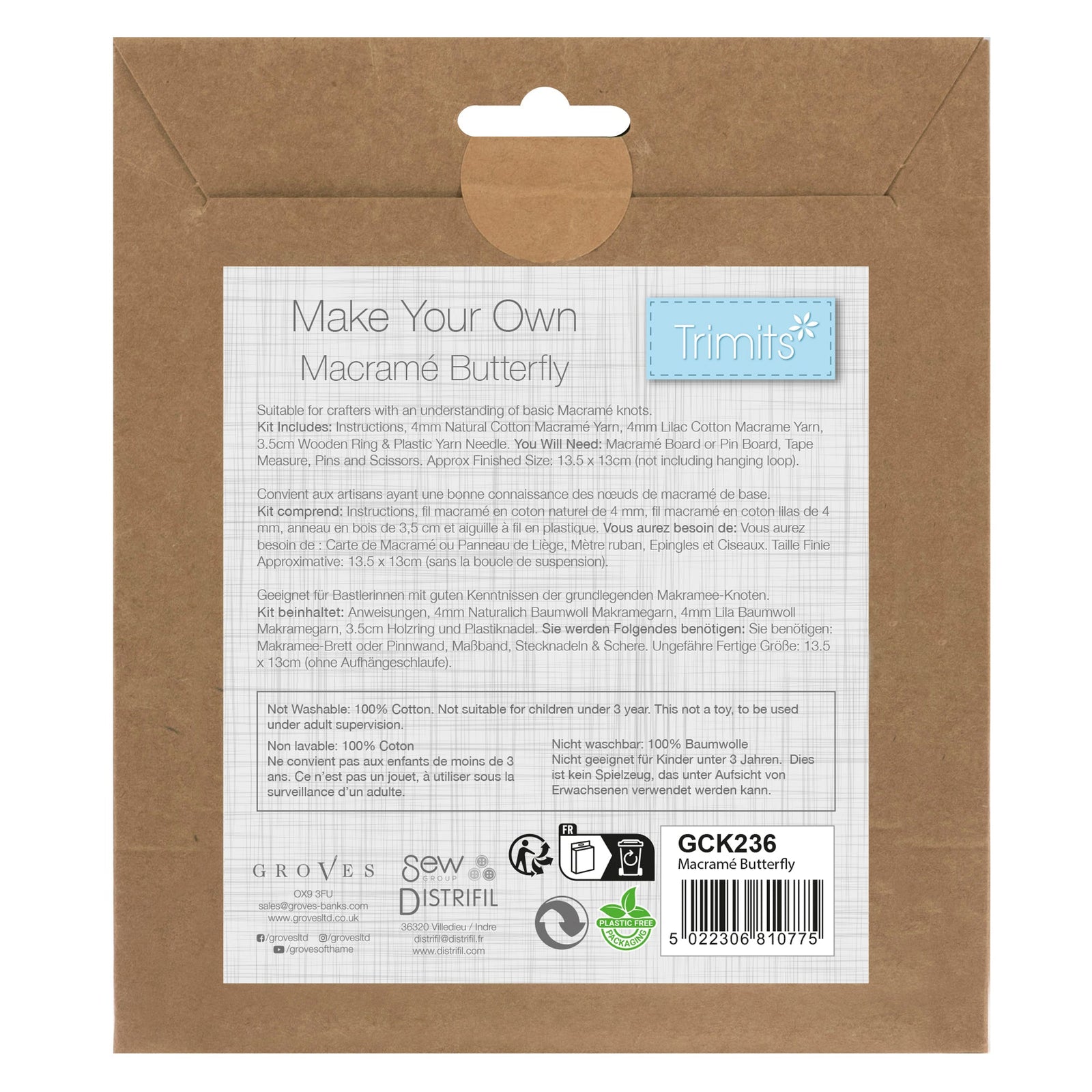 Trimits: Macramé Kit: Butterfly | Buy Online from The Home Crafters