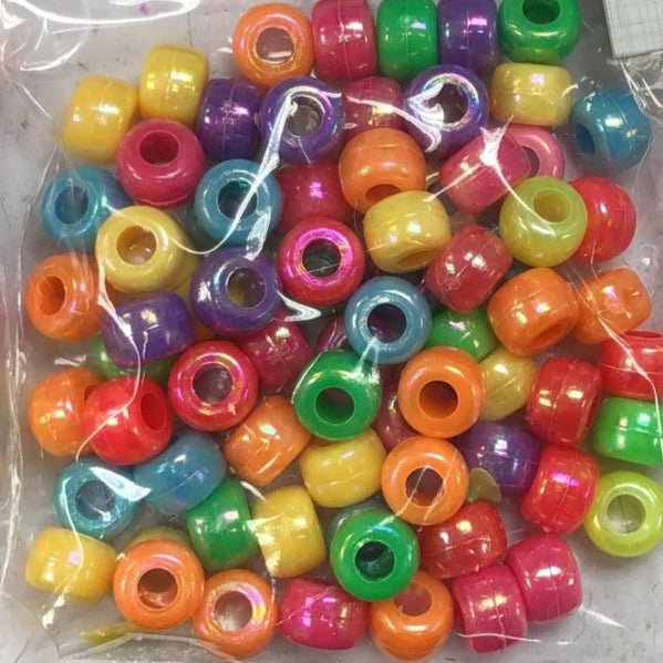 Trimits Plastic Round Crow Pony Beads: Multi Colour Pearl - 20g | Buy Online from The Home Crafters