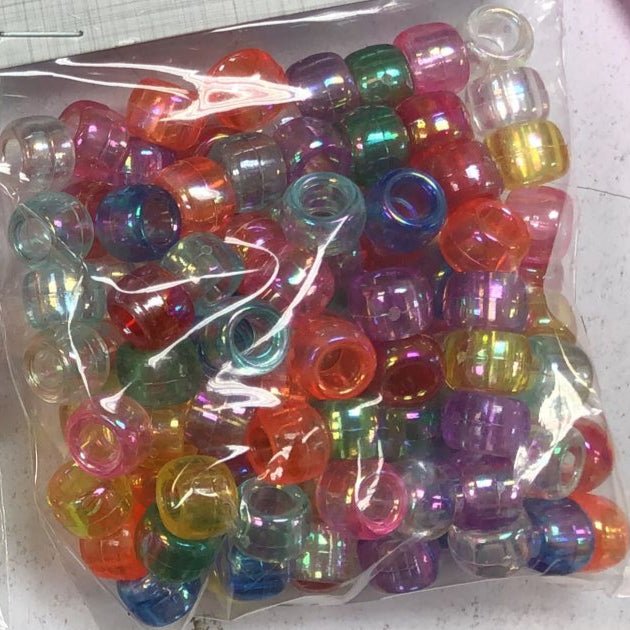 Trimits Plastic Round Crow Pony Beads: Multi Colour Translucent - 20g | Buy Online from The Home Crafters