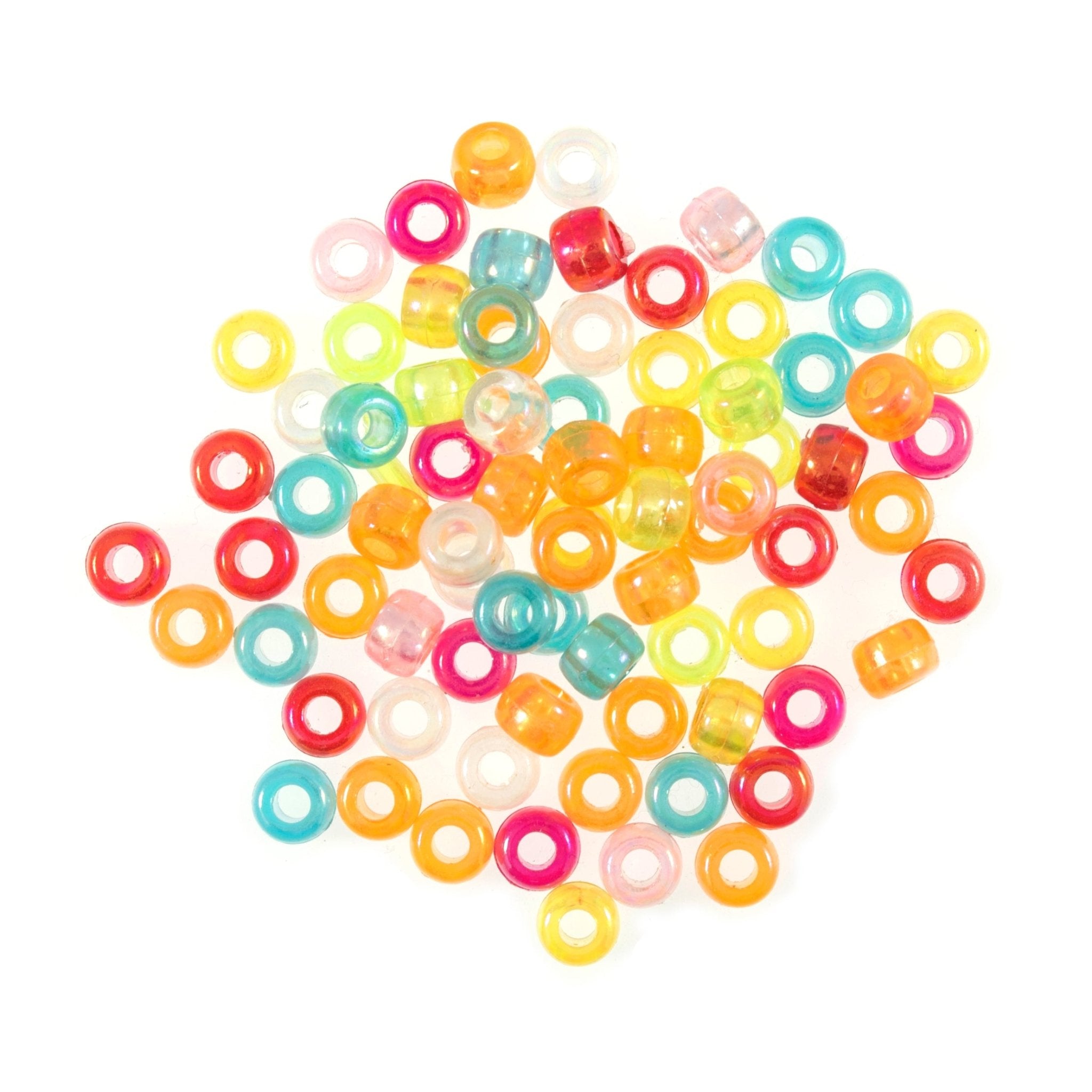 Trimits Plastic Round Crow Pony Beads: Multi Colour Translucent - 20g | Buy Online from The Home Crafters