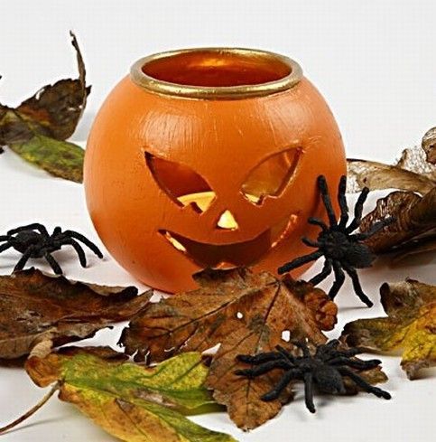 7cm Jack O'Lantern Pumpkin Tea Light Candle Holder - each | Buy Online from The Home Crafters