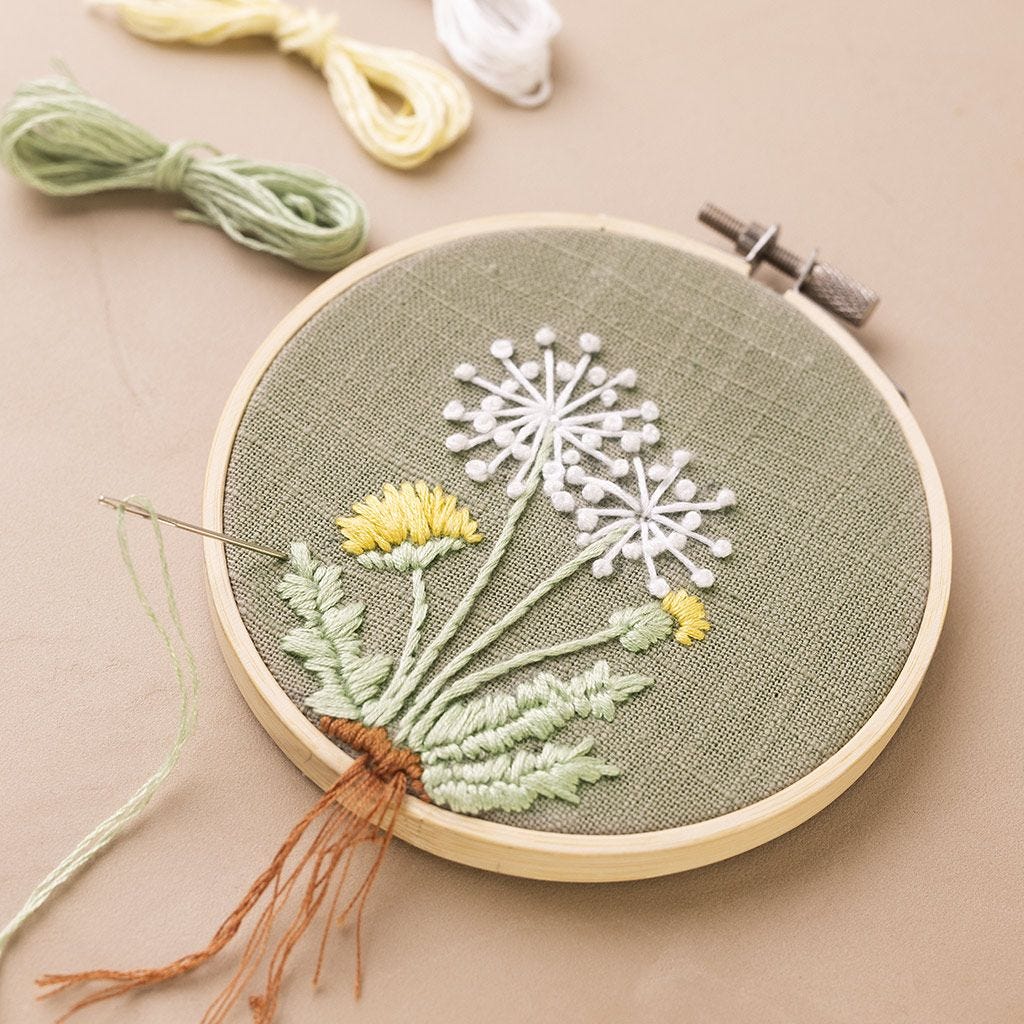 Mini Craft Kit: Embroidery - Dandelion in Frame