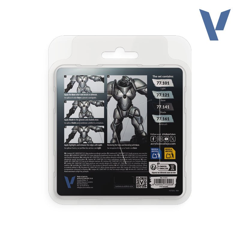 Vallejo TMM Paint Set - Sterling Silver (4 Colours | Buy Online from The Home Crafters