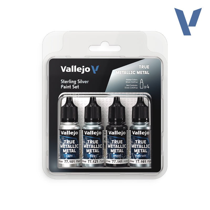 Vallejo TMM Paint Set - Sterling Silver (4 Colours | Buy Online from The Home Crafters
